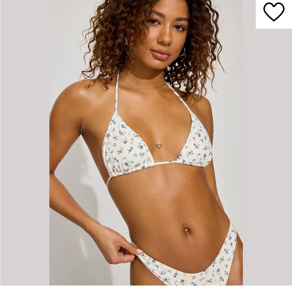 Garage Cream and Blue Floral Bikini Set